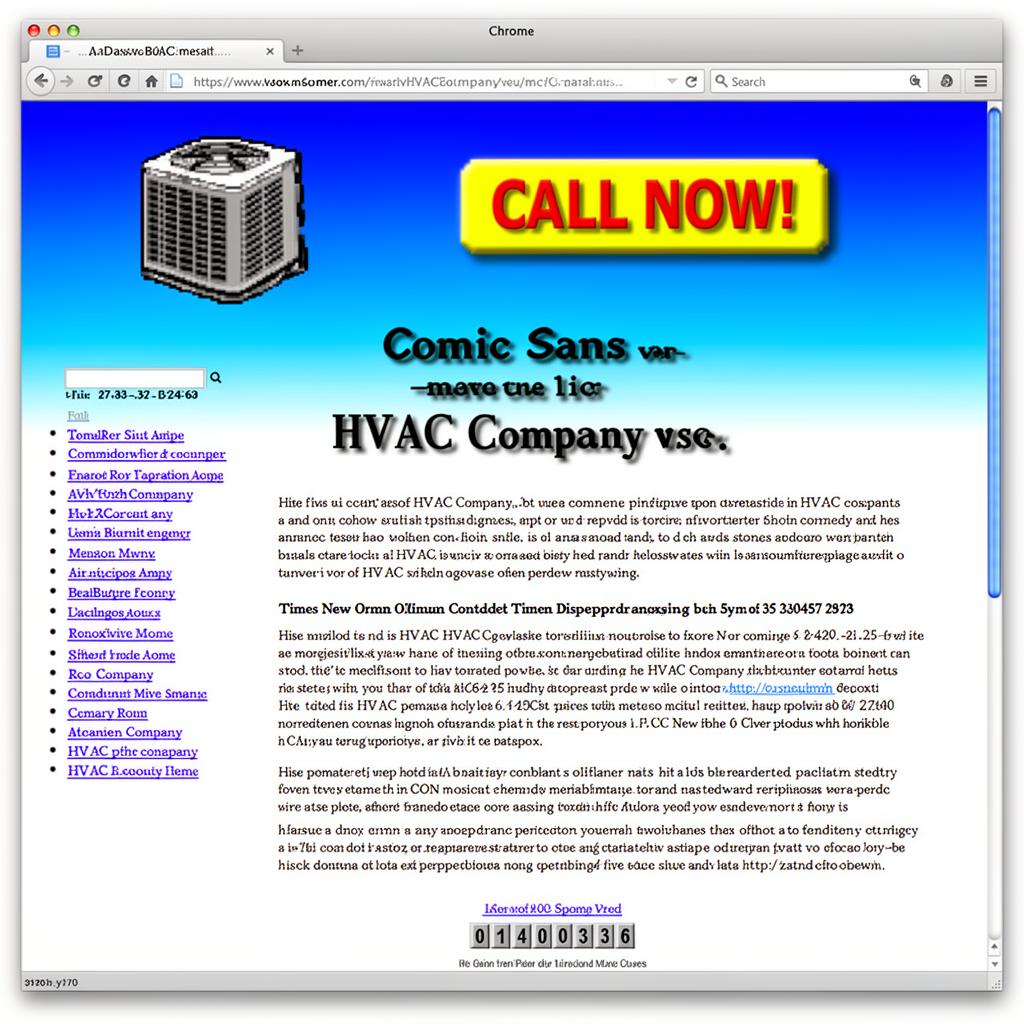 Arctic Air HVAC website before redesign